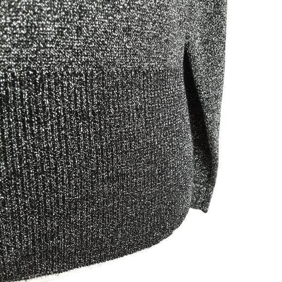 Vintage 1990s Merino Wool Blend Mock Neck Sweater Silver Metallic Quiet Luxury - Picture 5 of 11